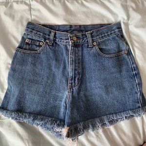 High-waisted denim jean shorts